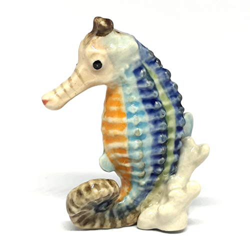 Seahorse Figurine Ceramic Hand Painted Porcelain Miniature Craft Collectible