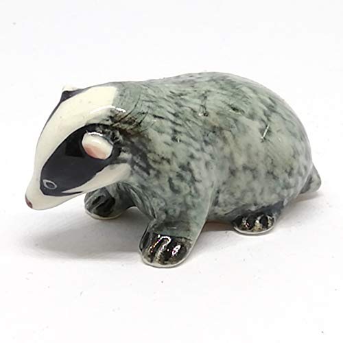 Tiny Ceramic Badger Figurine Craft Miniature Collectible Porcelain Animal Zoo