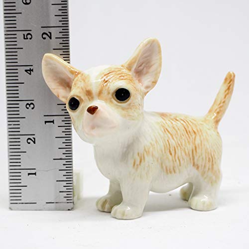 Chihuahua Dog Ceramic Figurine Funny Standing Hand Painted Porcelain Collectible