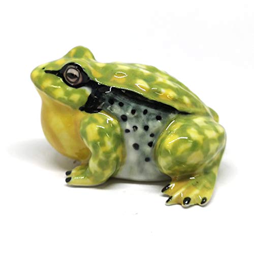 Ceramic Frog Figurine Green Mountain Hand Painted Gift Miniature Collectible