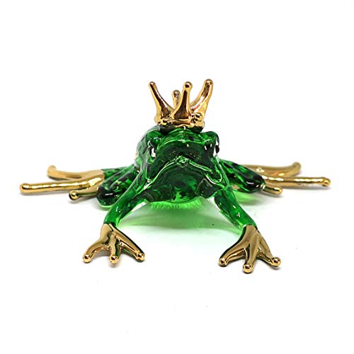 ZOOCRAFT Prince Frog Glass Figurines Collectibles Hand Blown Painted Art Animals Miniature Garden Decor Statue Animal