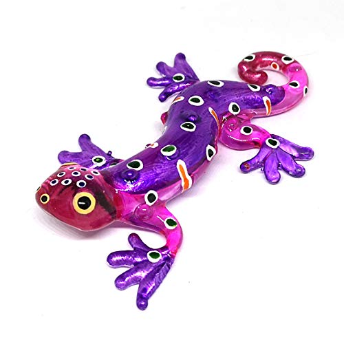 Colorful Glass Gecko Figurine Miniature Hand Blown Lampwork Animal Statue Decor