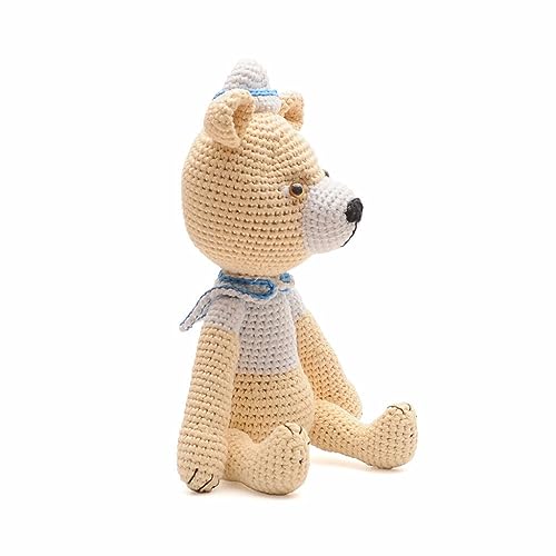 Navy Bear Handmade Amigurumi Stuffed Toy Knit Crochet Doll VAC