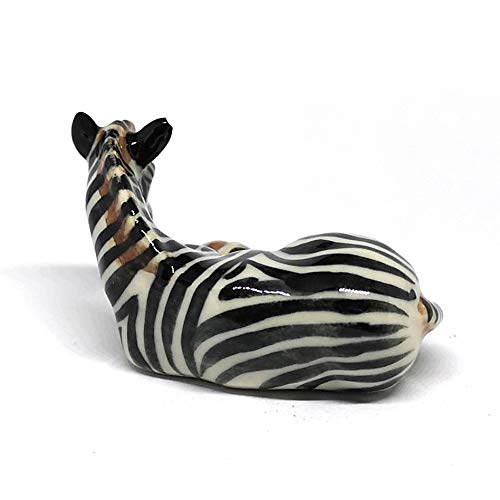 Zebra Figurine Ceramic Gift Collectibles Hand Painted Terrarium Garden Decor Set of 2