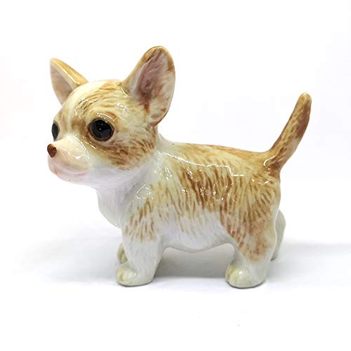 Chihuahua Dog Ceramic Figurine Funny Standing Hand Painted Porcelain Collectible