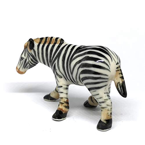 Zebra Figurine Ceramic Gift Collectibles Hand Painted Terrarium Garden Decor Set of 2