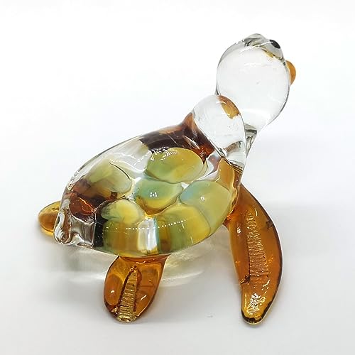 Handmade Sea Turtle Figurine Exquisite Hand Blown Glass Animal Perfect for Collectors Unique, Artisan Crafted Decorative