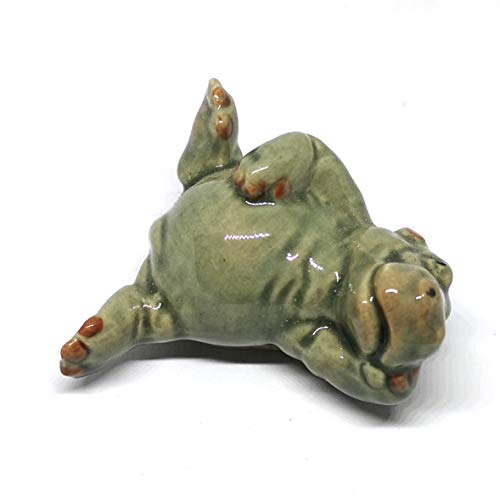 Ceramic Hippo Figurine Lie on Back Hand Painted Porcelain Terrarium Garden Decor Collectibles
