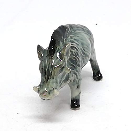 Ceramic Boar Figurine Wild Animal Pig Miniature Statue Garden Home Decor DIY Craft