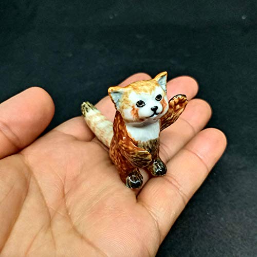Ceramic Red Panda Figurine Animal Standing Craft Miniature Collectible Porcelain DIY Gift