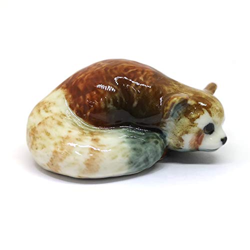 ZOOCRAFT Ceramic Red Panda Figurine Animal Craft Miniature Collectible Porcelain DIY Gift