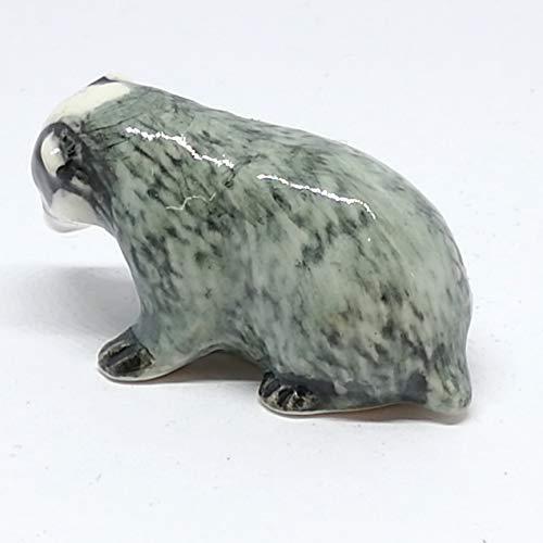 Tiny Ceramic Badger Figurine Craft Miniature Collectible Porcelain Animal Zoo