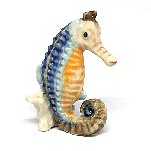 Seahorse Figurine Ceramic Hand Painted Porcelain Miniature Craft Collectible