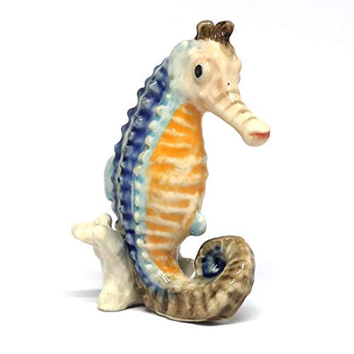 Seahorse Figurine Ceramic Hand Painted Porcelain Miniature Craft Collectible