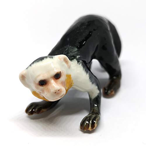 Ceramic Figurine Capuchin Monkey Handmade Miniature Collectible Porcelain DIY Gift