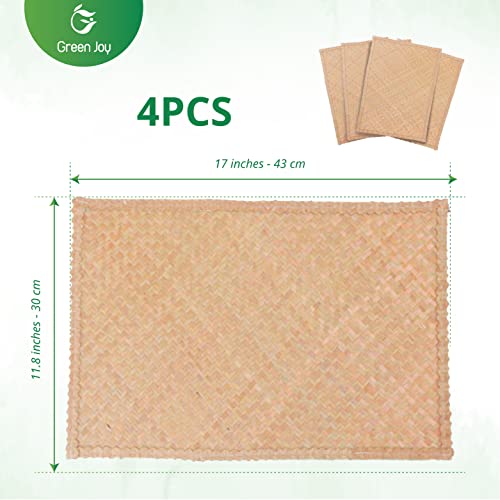 Green Joy Grass Placemats for Dining Table Waterproof - Rectangular Placemats β 12 x 17 Inches - Grass Placemats, Green Placemats, Placemat Set for Dining Table Kitchen Or Picnic Table Decor - Set of 4