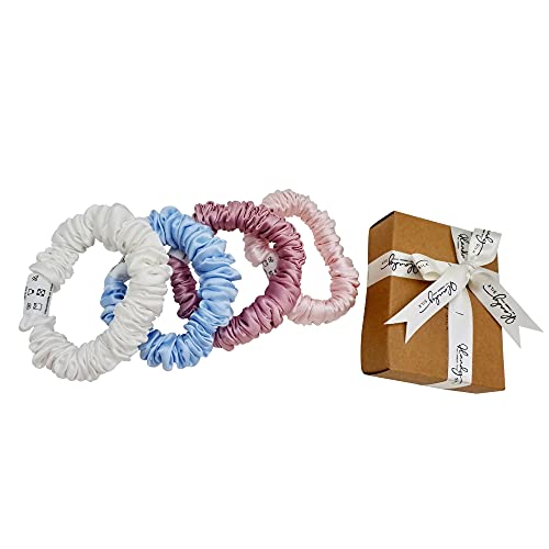 HANDYSILK 100% Mulberry Silk Scrunchie Ultra Soft Hair Damage Prevention Scrunchies for Women's Hair a Classic Lustrous Look