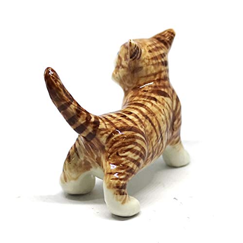 Handmade Dollhouse Miniatures Ceramic Porcelain Brown Cat Pet Lovers Gifts