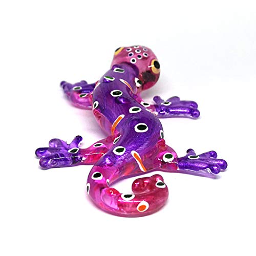 Colorful Glass Gecko Figurine Miniature Hand Blown Lampwork Animal Statue Decor