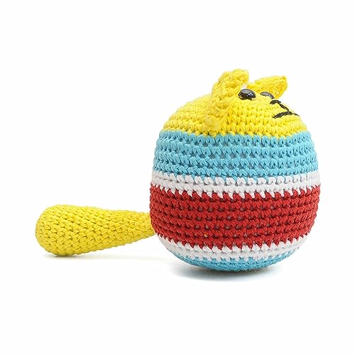 Colorful Dog Puppy Ball Handmade Amigurumi Stuffed Toy Crochet Doll VAC (Yellow)
