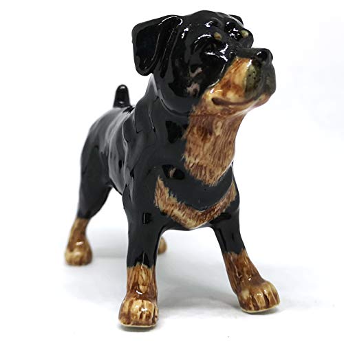 Rottweiler Ceramic Dog Figurine Miniatures Statue Standing Black Pets Lovers Collectible