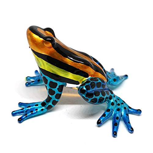 Glass Frog Figurine Poison Dart Animals Hand Blown Painted Art Miniature Gardening Gift Table Decor Statue Orange&Blue