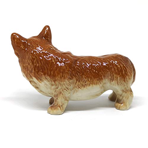 Corgi Dog Ceramic Figurine Funny Standing Hand Painted Porcelain Gift Collectible