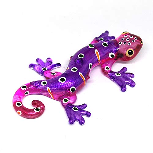 Colorful Glass Gecko Figurine Miniature Hand Blown Lampwork Animal Statue Decor