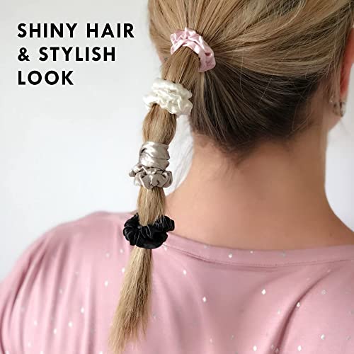 HANDYSILK 100% Mulberry Silk Scrunchie Ultra Soft Hair Damage Prevention Scrunchies for Women's Hair a Classic Lustrous Look