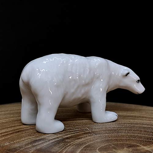 Ceramic Polar Bear Miniature Figurine Sculpture Arctic Animal Collectible