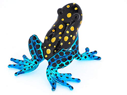 Glass Frog Figurines Collectibles Poison Dart Hand Blown Painted Art Animals Miniature Garden Decor Statue Animal Blue