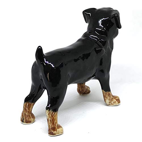Rottweiler Ceramic Dog Figurine Miniatures Statue Standing Black Pets Lovers Collectible