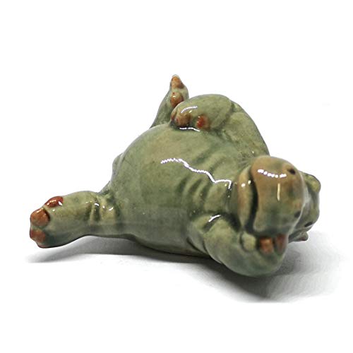 Ceramic Hippo Figurine Lie on Back Hand Painted Porcelain Terrarium Garden Decor Collectibles