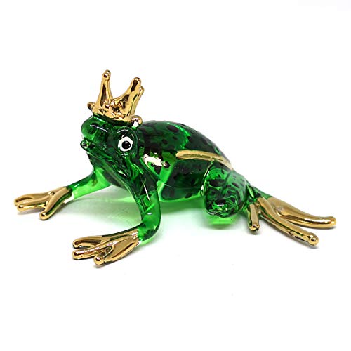 ZOOCRAFT Prince Frog Glass Figurines Collectibles Hand Blown Painted Art Animals Miniature Garden Decor Statue Animal