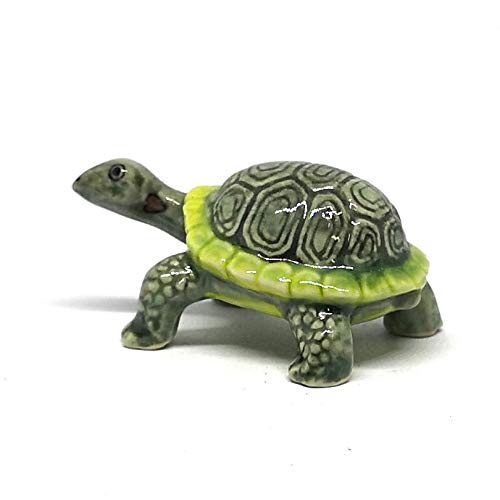 Painted Turtle Logger Head Tourtise Ceramic Miniature Figurine Porcelain Animal