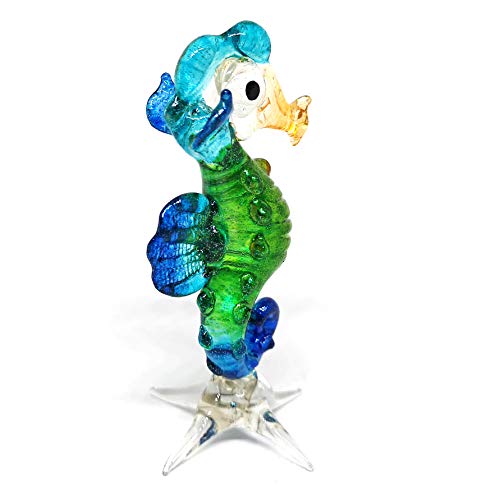 Collectible Coastal Blown Glass Figurine Seahorse Aquarium Home Decor Marine Life Spirit Animal Totem Set of 2