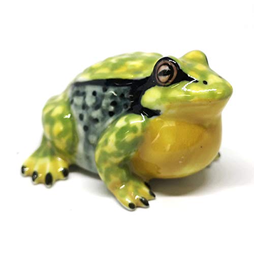 Ceramic Frog Figurine Green Mountain Hand Painted Gift Miniature Collectible