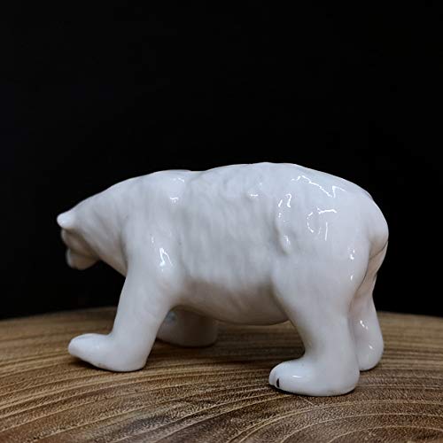 Ceramic Polar Bear Miniature Figurine Sculpture Arctic Animal Collectible