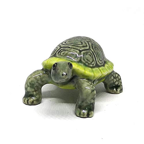 Painted Turtle Logger Head Tourtise Ceramic Miniature Figurine Porcelain Animal