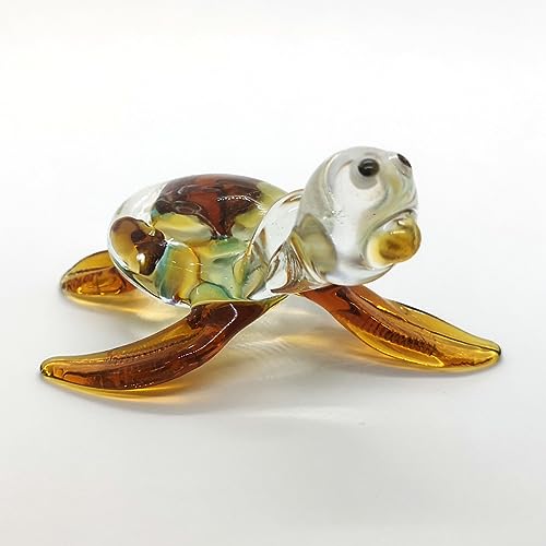 Handmade Sea Turtle Figurine Exquisite Hand Blown Glass Animal Perfect for Collectors Unique, Artisan Crafted Decorative