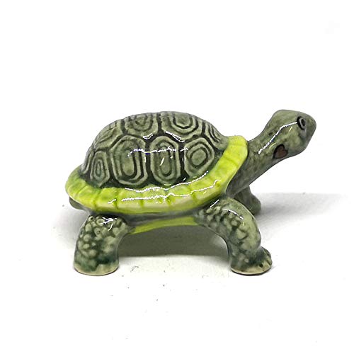 Painted Turtle Logger Head Tourtise Ceramic Miniature Figurine Porcelain Animal