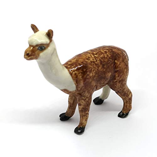Ceramic Farm Miniature Collectible Porcelain Llama Lama Figurine Brown Standing