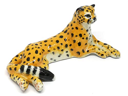 Wildlife Leopard Tiger Statue Hand Painted Porcelain Safari Figurine Decor