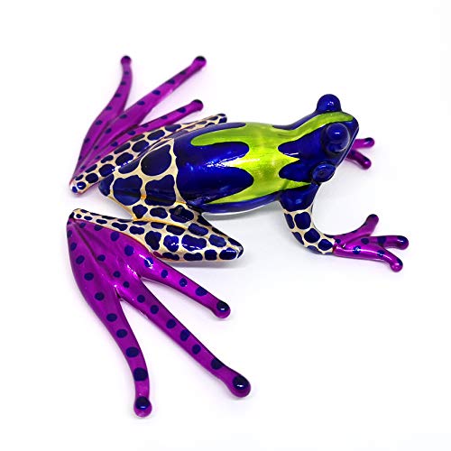 Collectible Frog Figurines Purple Blown Glass Hand Painted Animals Lovers Gift Collection Miniature Home Garden Terrarium Decor