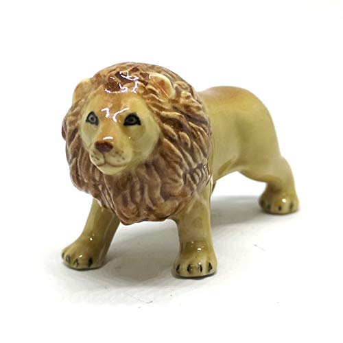 Lion Ceramic Figurine Handicraft Miniature Safari King of Jungle Collectible Home Decor