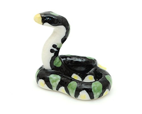 Handmade Miniatures Ceramic Green-spotted Snake Figurine Animals Decor/Animal Collection