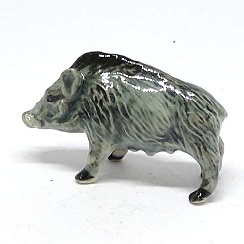 Ceramic Boar Figurine Wild Animal Pig Miniature Statue Garden Home Decor DIY Craft