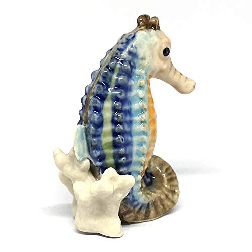 Seahorse Figurine Ceramic Hand Painted Porcelain Miniature Craft Collectible