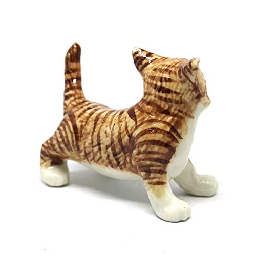 Handmade Dollhouse Miniatures Ceramic Porcelain Brown Cat Pet Lovers Gifts