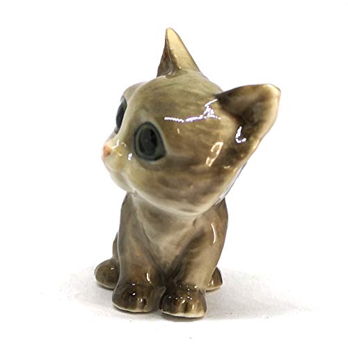 Cute Cat Figurine Big Head Hand Painted Ceramic Miniatures Home Decor